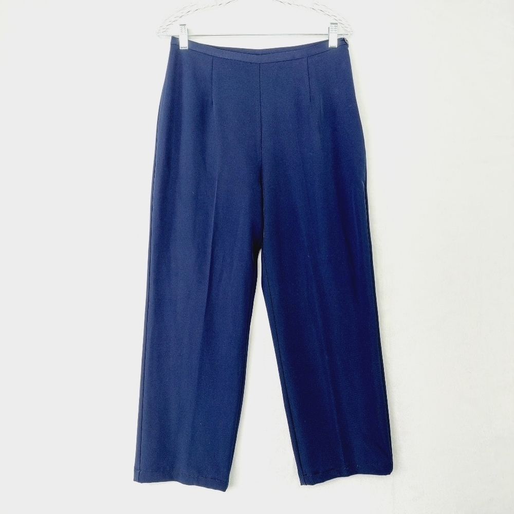 Scarlett Blue Pull On Straight Leg Business Casual Trousers Pants P2190